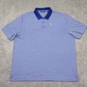 Cutter & Buck Polo Shirt Mens XL Blue/White Stretch S/S Golf Torrey Pines‎ Logo